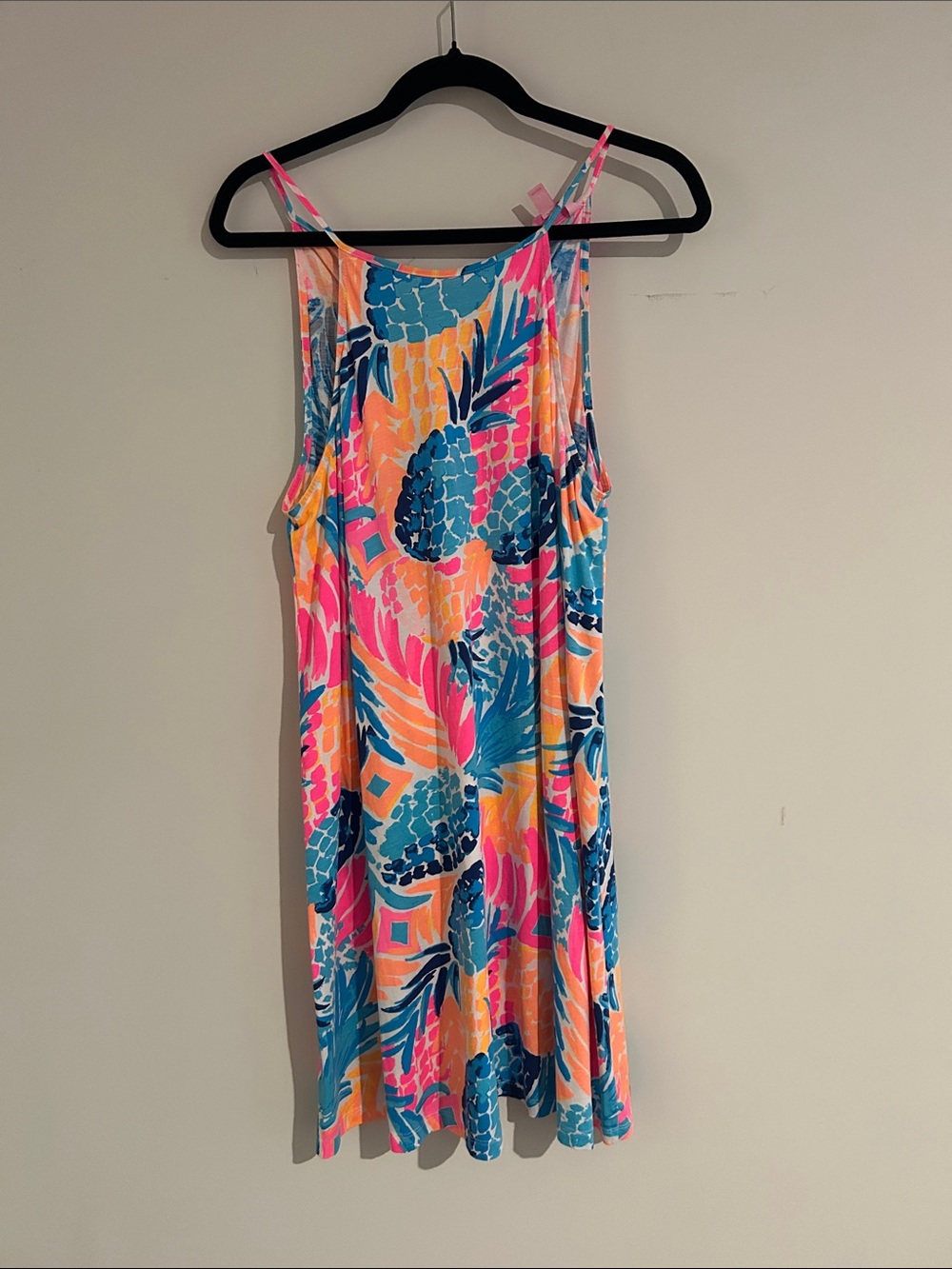 Bright Tropical Print Sundress in Pink, Blue & Orange